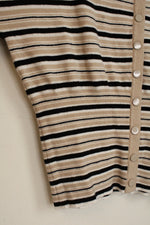 Isalis Tan Black and White Striped Button Down Cardigan | S