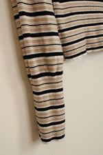 Isalis Tan Black and White Striped Button Down Cardigan | S