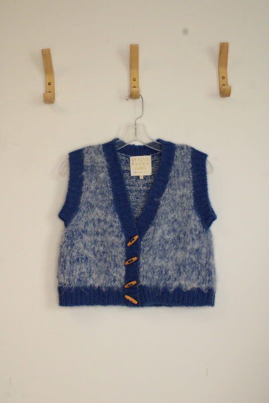 Stella Pardo Paris Blue Knit Alpaca Vest | XS