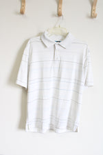 Roundtree & York Performance Cream Striped Polo Shirt | L