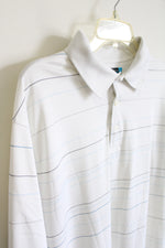 Roundtree & York Performance Cream Striped Polo Shirt | L