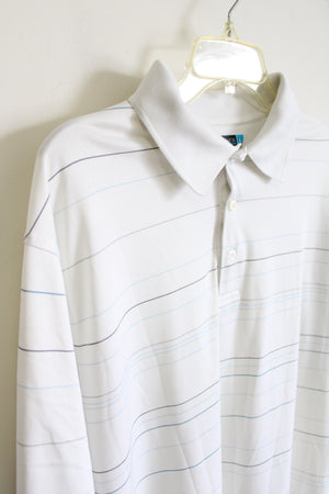 Roundtree & York Performance Cream Striped Polo Shirt | L
