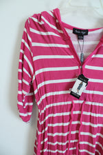 Charlie Paige Pink White Striped Hooded Tunic | S