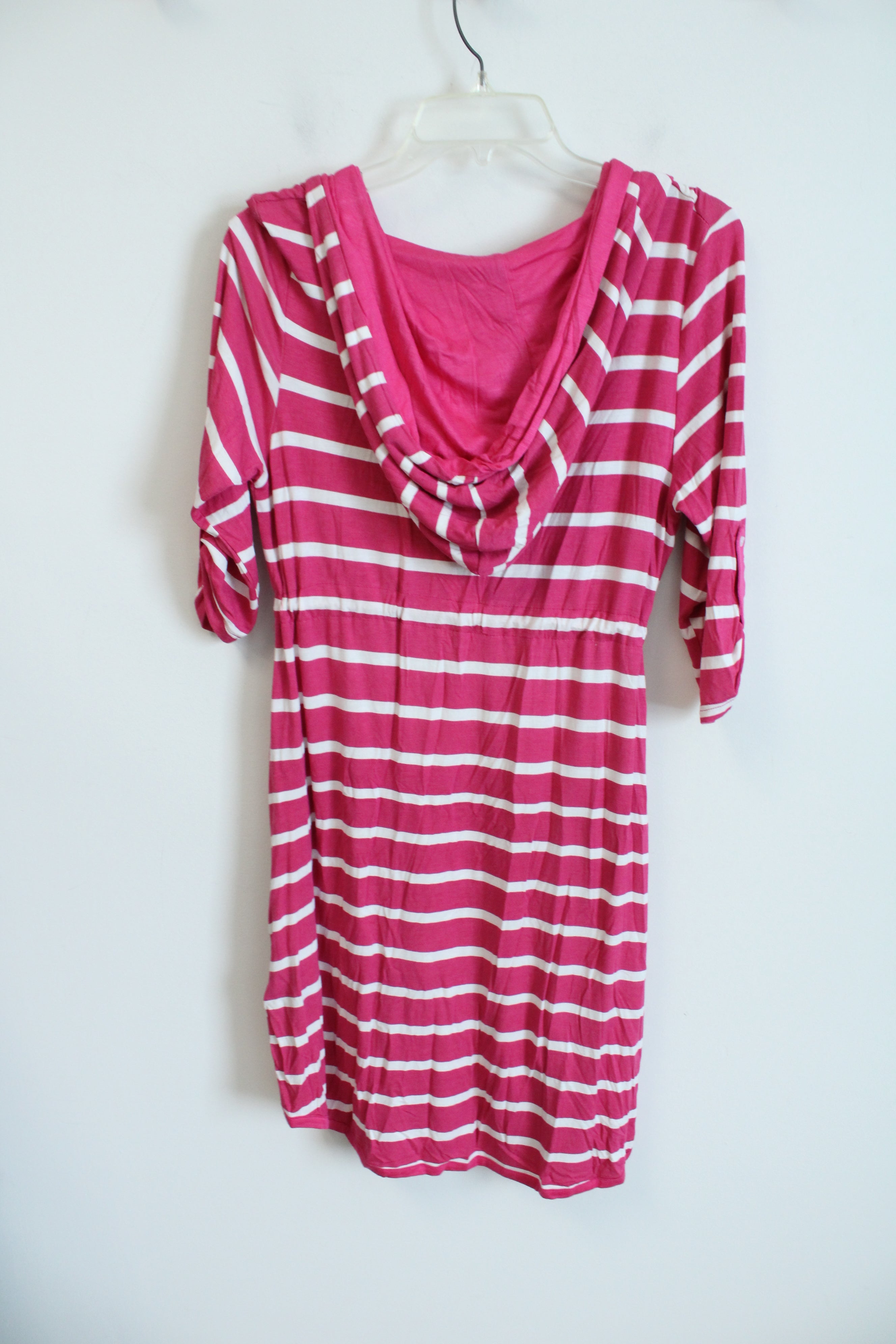 Charlie Paige Pink White Striped Hooded Tunic | S