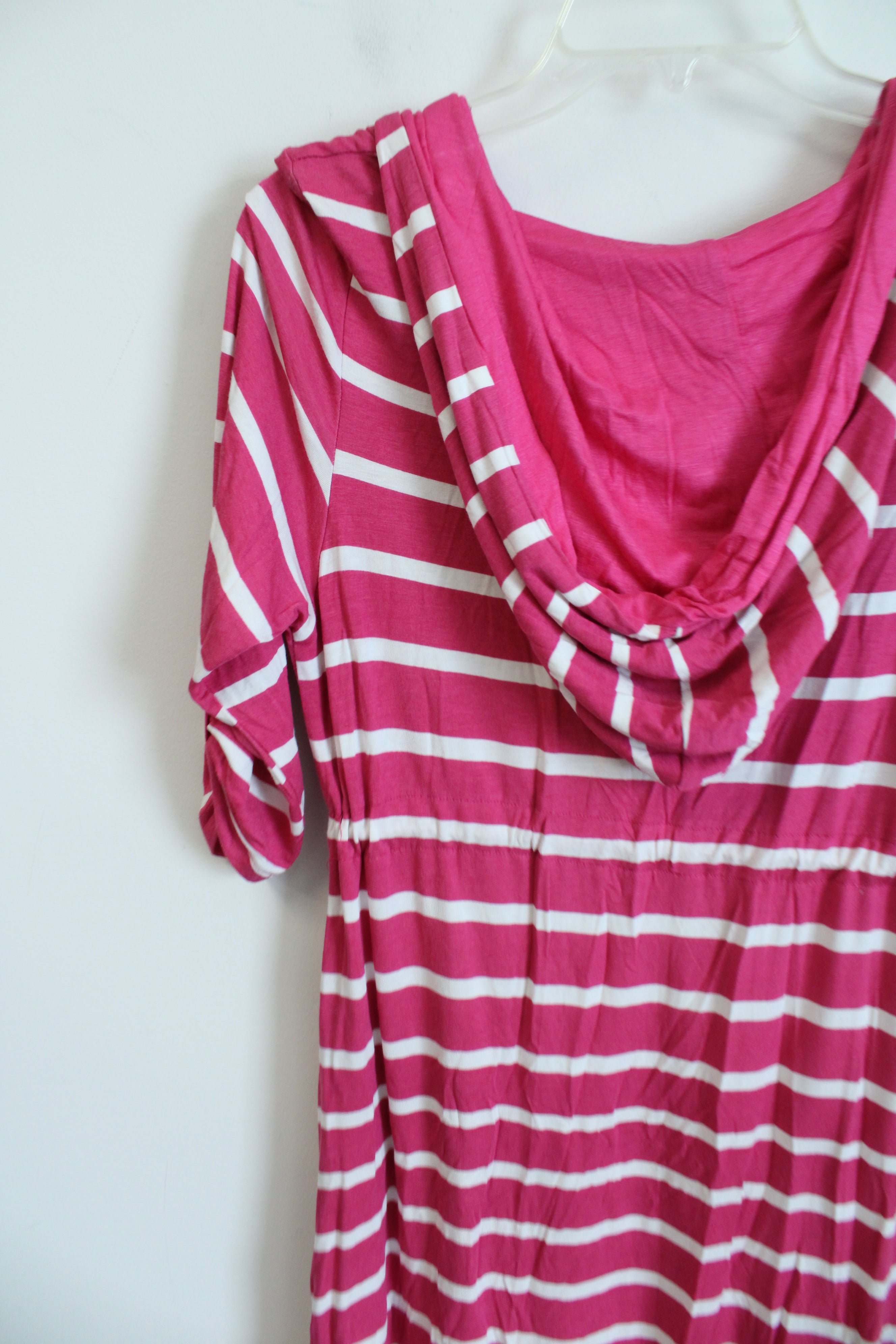 Charlie Paige Pink White Striped Hooded Tunic | S