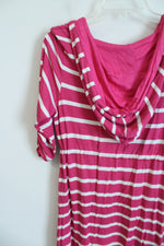 Charlie Paige Pink White Striped Hooded Tunic | S