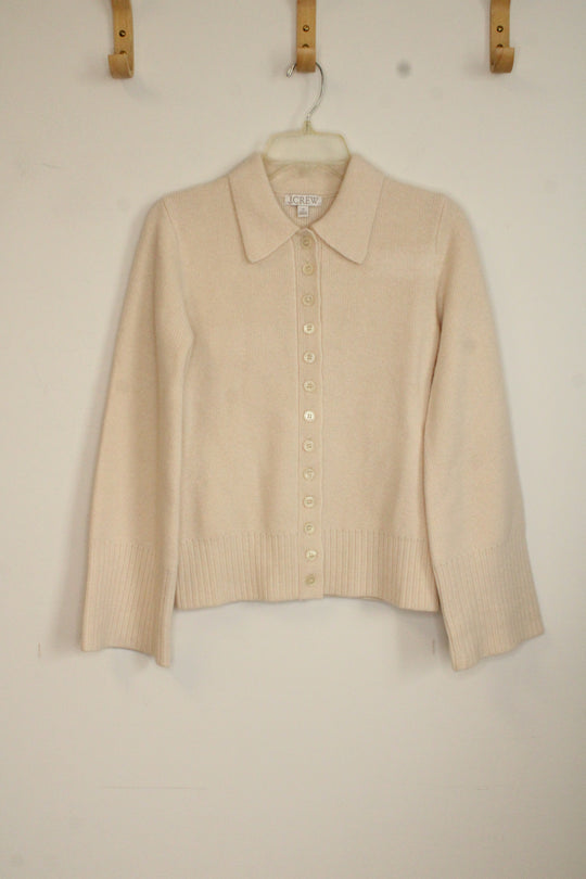 J.Crew Cream Milano Lamb Wool Cinched-waist Cardigan | XS