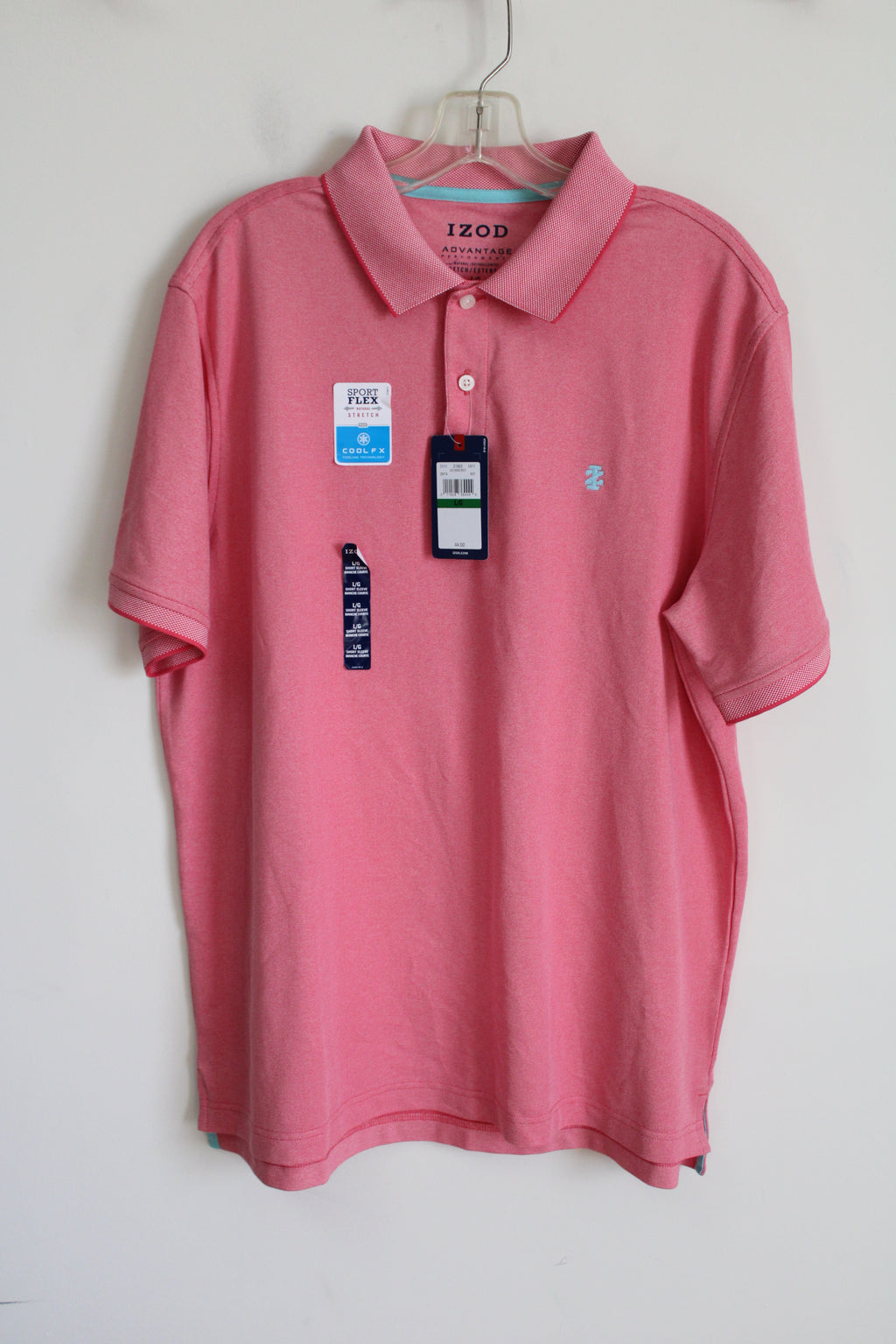 NEW Izod Advantage Performance Stretch Pink Polo Shirt | L
