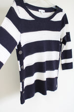New York & Co. Navy Blue White Knit Lightweight Sweater | XS