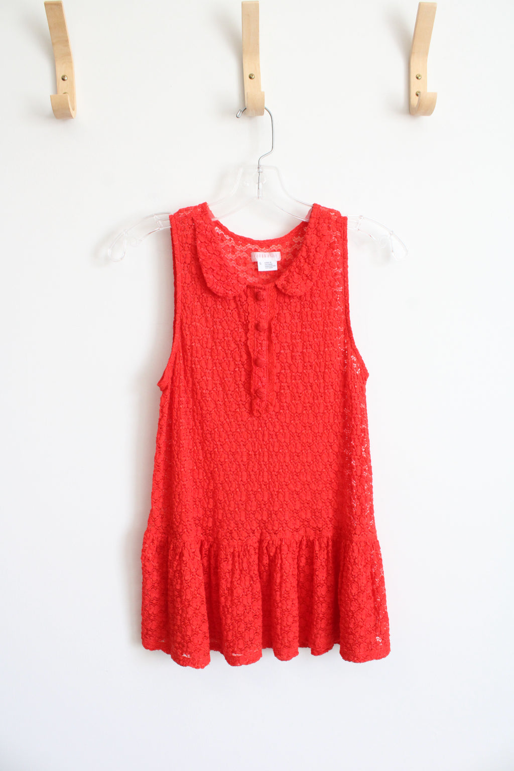 Cooperative Sleeveless Red Lace Knit Top | S