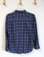 Land's End Blue Plaid Button Down Long Sleeve Shirt | S