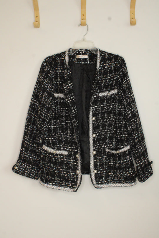Simply Couture Black Tweed Boucle Light Jacket | 12/14