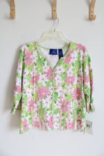 NEW J.H. Collectibles Pink Green & White Floral Cardigan | XL