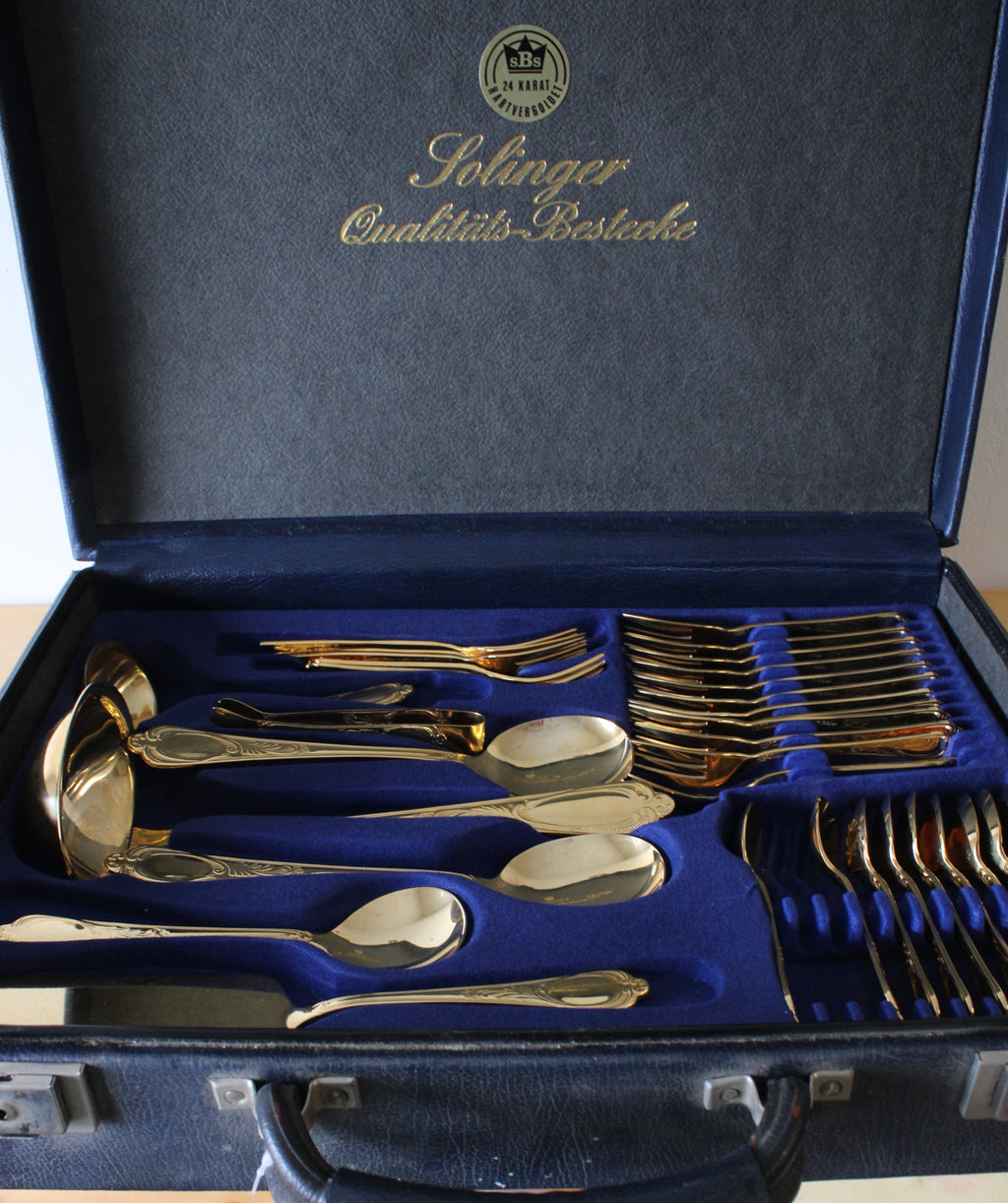 Vintage SBS Solingen Qualitats-Bestecke 24K Gold Silverware Set | 69-Piece Set