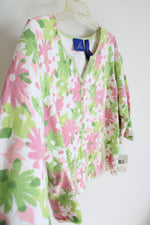 NEW J.H. Collectibles Pink Green & White Floral Cardigan | XL