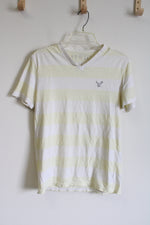 American Eagle Athletic Fit Yellow Striped Tee | M