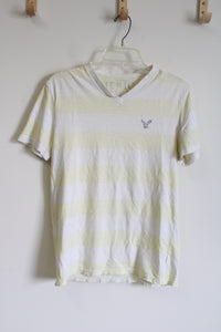 American Eagle Athletic Fit Yellow Striped Tee | M