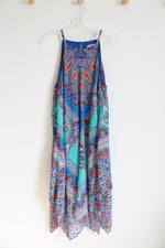 Dressbarn Blue Teal Colorful Patterned Halter Neck Dress | 12