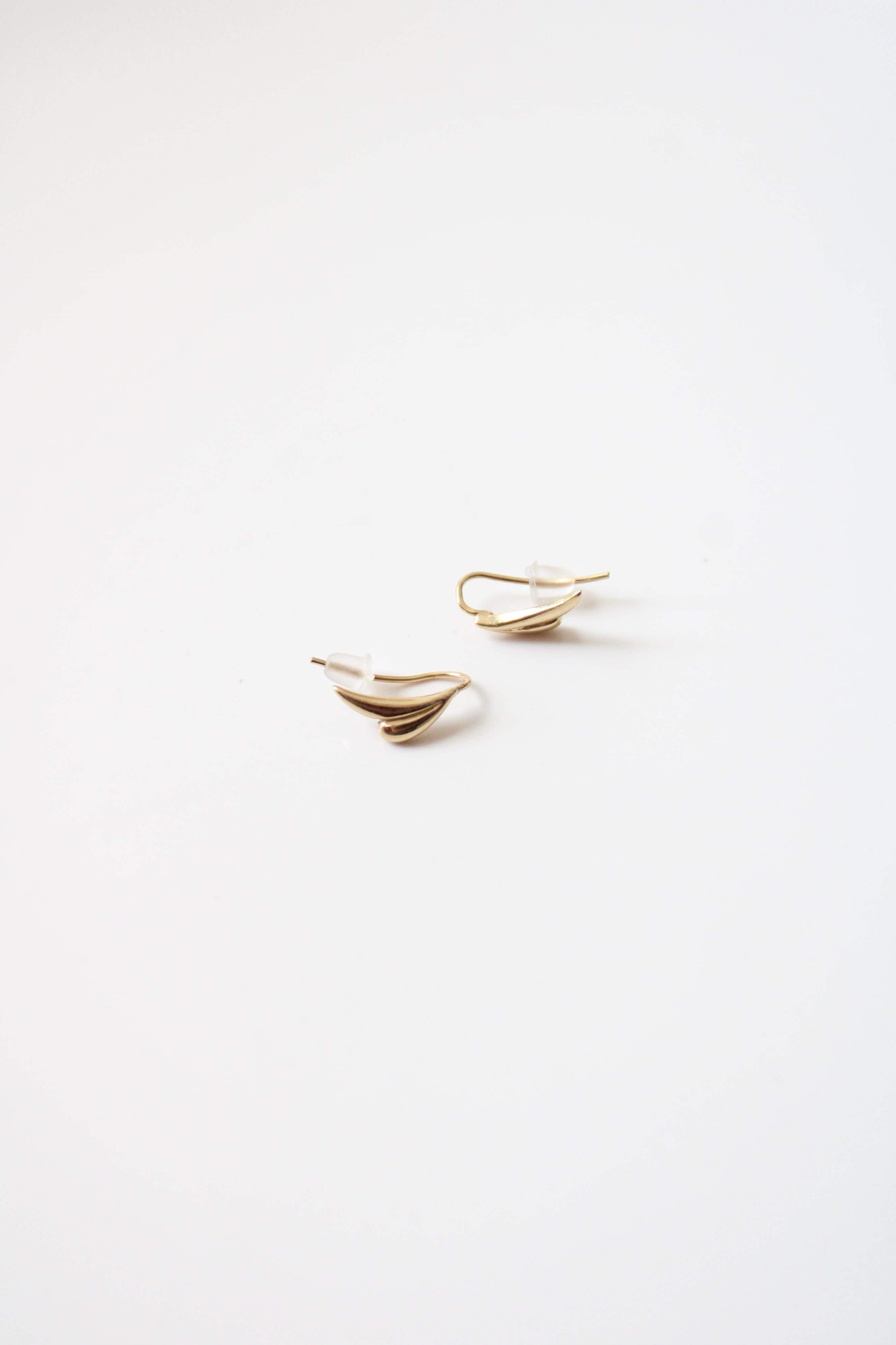 14K Gold Wave Ear Climber Earrings