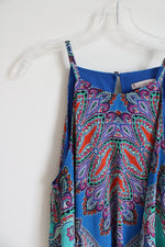 Dressbarn Blue Teal Colorful Patterned Halter Neck Dress | 12