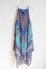Dressbarn Blue Teal Colorful Patterned Halter Neck Dress | 12