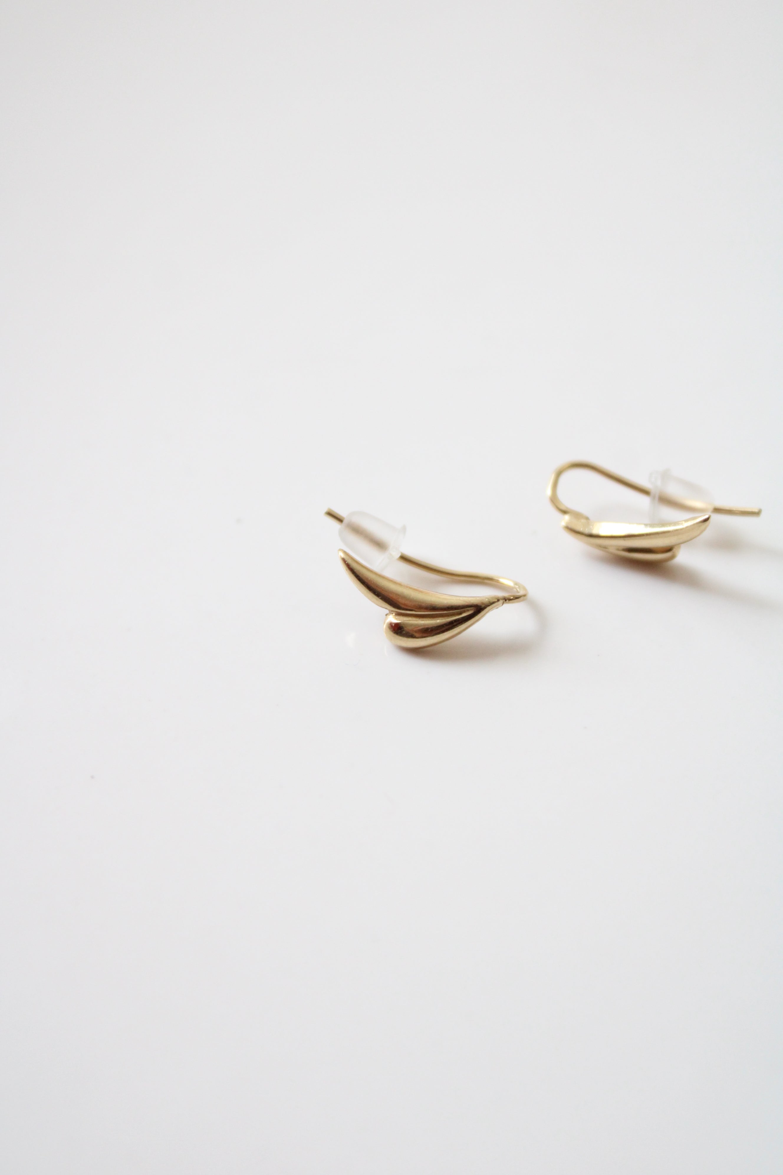 14K Gold Wave Ear Climber Earrings