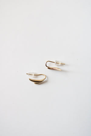 14K Gold Wave Ear Climber Earrings