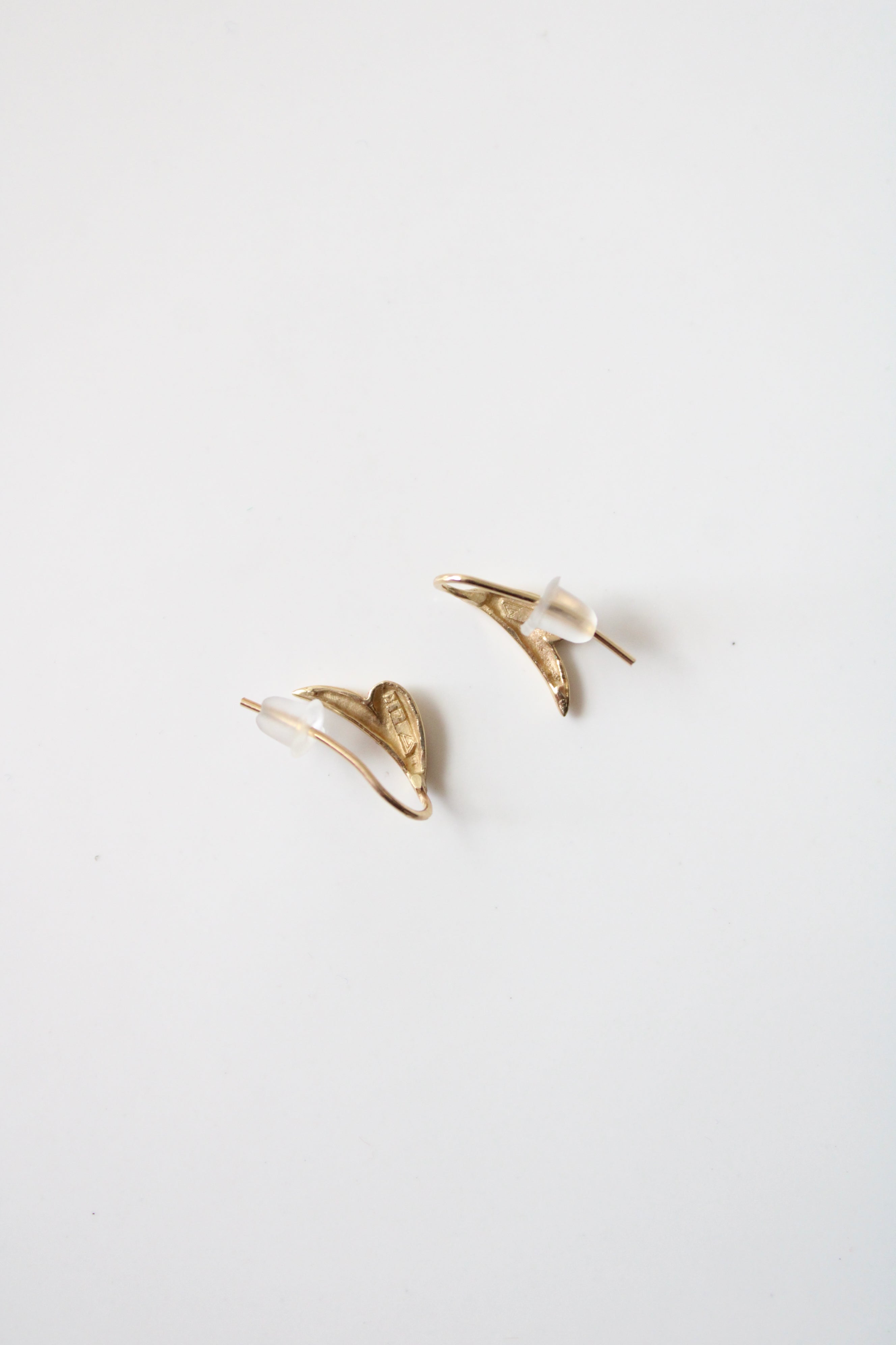 14K Gold Wave Ear Climber Earrings