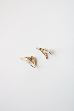 14K Gold Wave Ear Climber Earrings