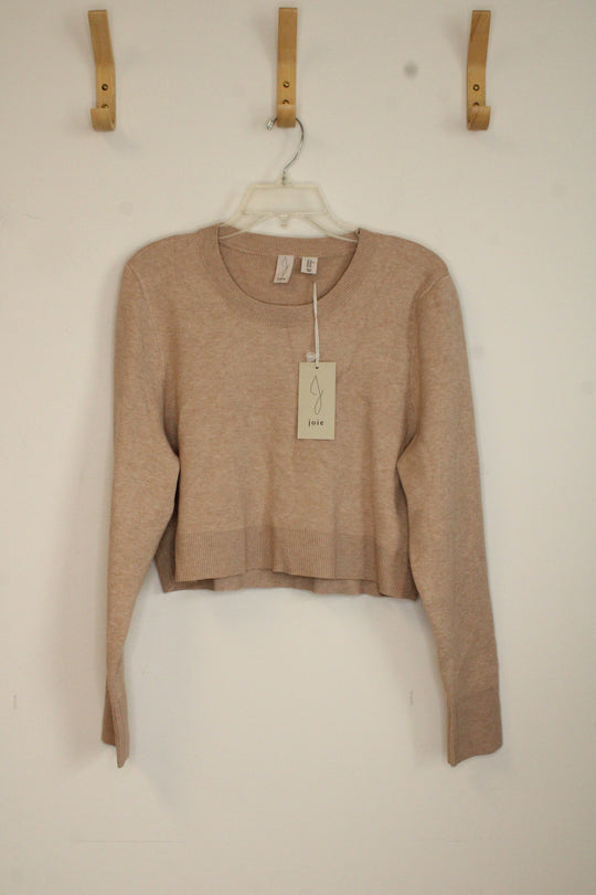 NEW Joie Tan Cropped Long-sleeve Sweater | XL