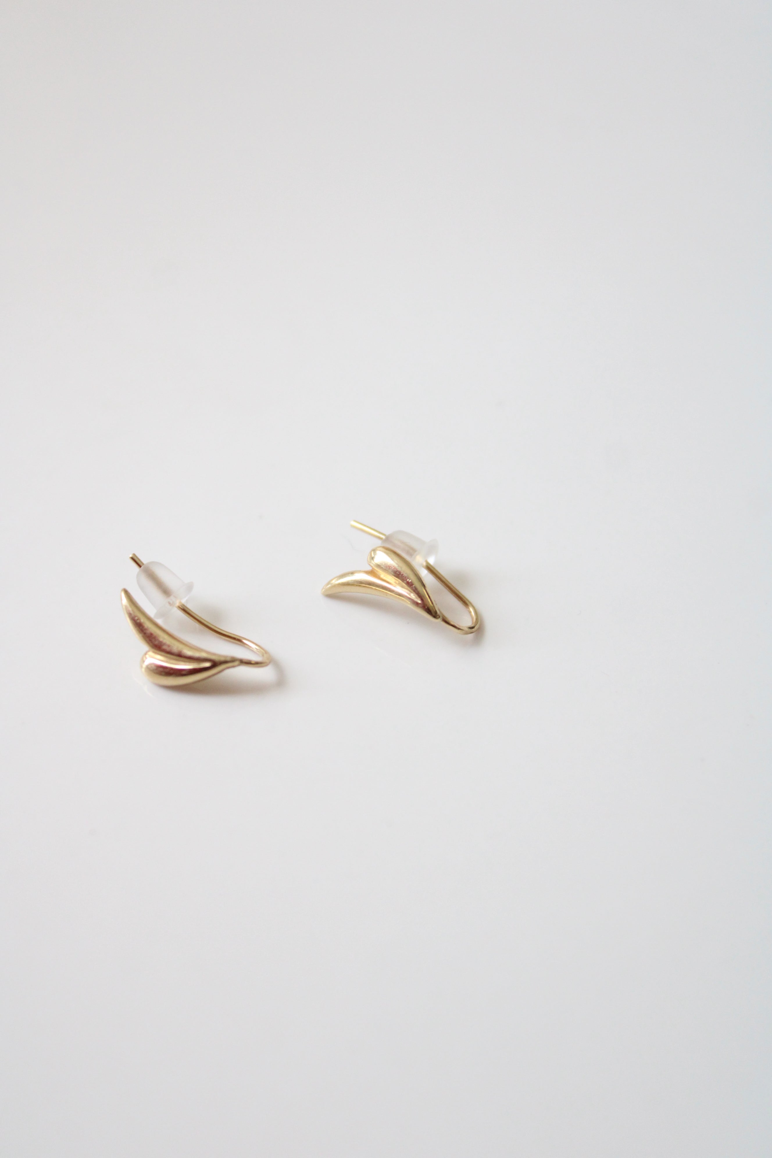 14K Gold Wave Ear Climber Earrings