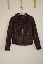 Guess Burgundy Pleather Jacket | M