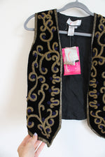 NEW Vintage Class Black & Gold Beaded Vest | 8