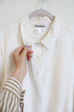 Winter Silks White Long Sleeve Button Down Shirt | XL