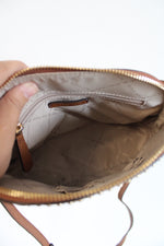 Michael Kors Adele Brown Gold Studded Dome Crossbody Bag
