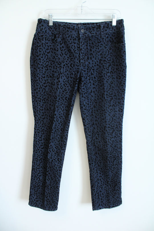 Chico's Dark Wash Leopard Velvet Jeans | 0.5 Short (S/6)