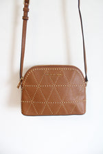 Michael Kors Adele Brown Gold Studded Dome Crossbody Bag