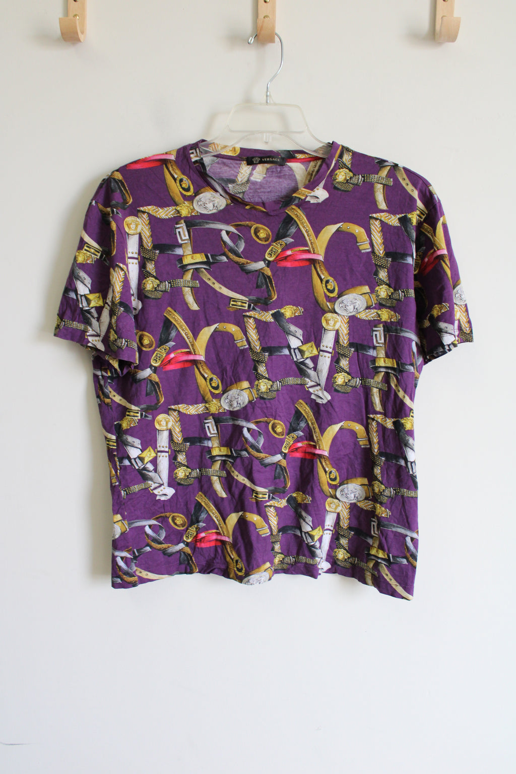 Gianna Versace Purple Belt Print Shirt | XXL