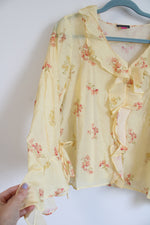 NEW Vince Camuto Floral Print Ruffled Top | L