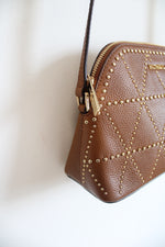 Michael Kors Adele Brown Gold Studded Dome Crossbody Bag