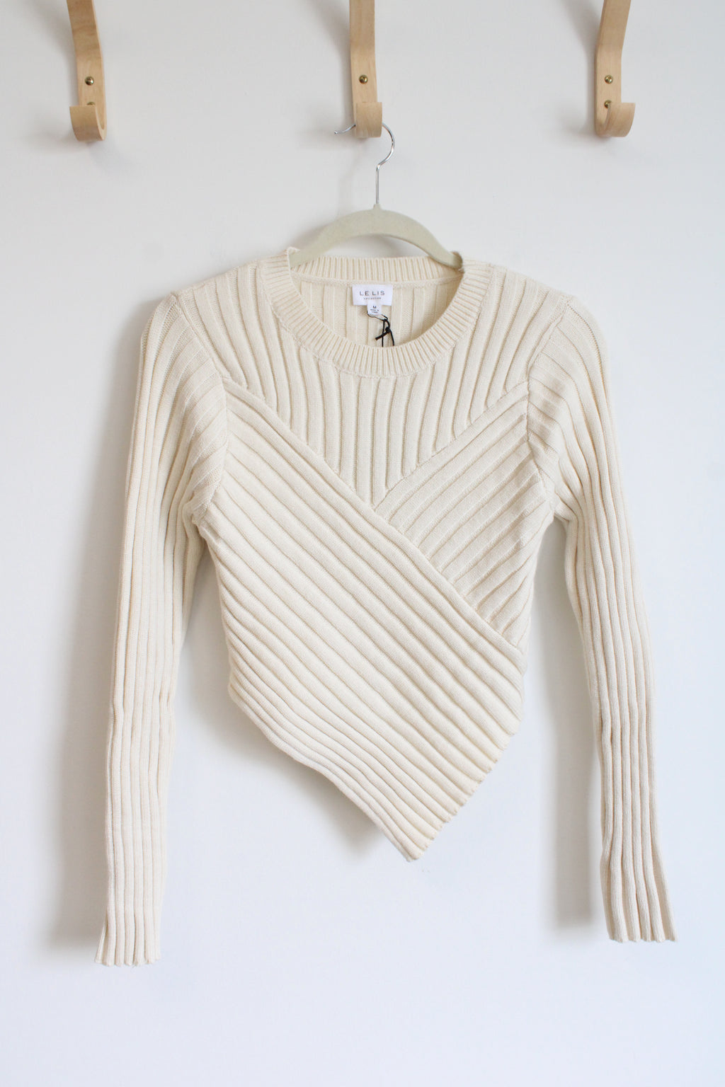 NEW Le Lis Asymmetrical Cream Sweater | M