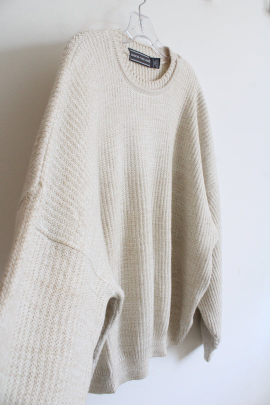 David Taylor Cream Chunky Knit Sweater | 3XL