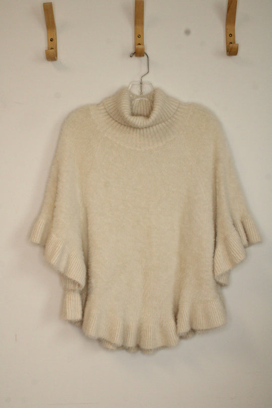 Akemi + Kin Ivory Fuzzy Cape with Sleeves | OS