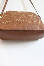 Michael Kors Adele Brown Gold Studded Dome Crossbody Bag