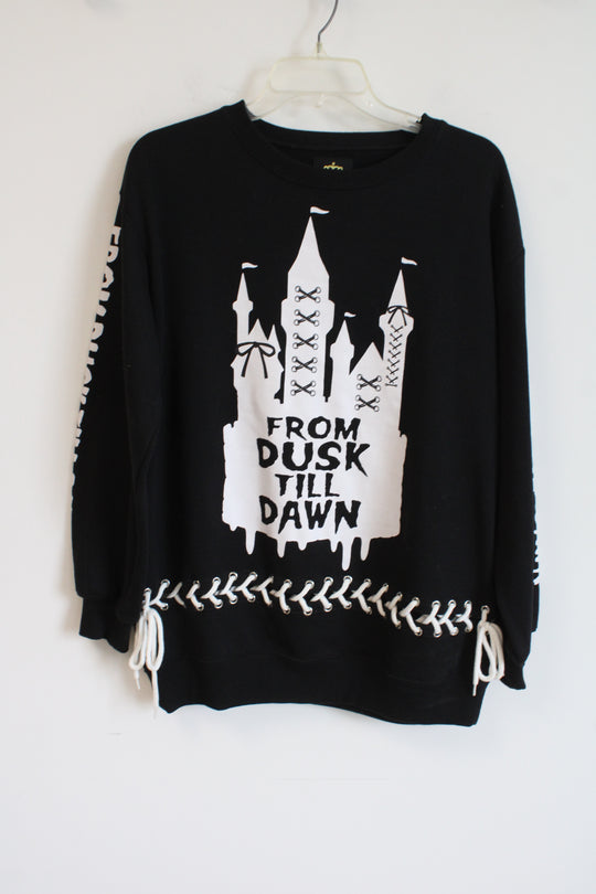 Listen Flavor From Dusk Till Dawn Black Lace Up Sweatshirt | LG