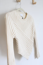 NEW Le Lis Asymmetrical Cream Sweater | M