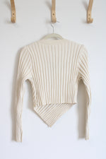NEW Le Lis Asymmetrical Cream Sweater | M