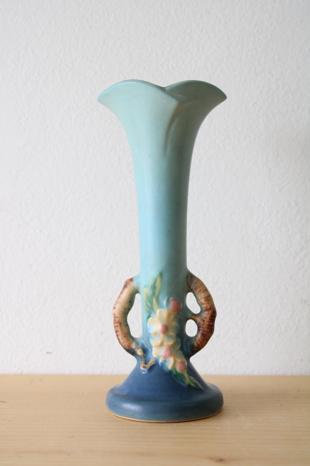 Roseville 379-7 Apple Blossom Blue Vase