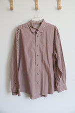 Cabela's Red & Beige Striped Button Down Shirt | XL