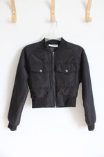 No Boundaries Black Cropped Bomber Jacket | XXS